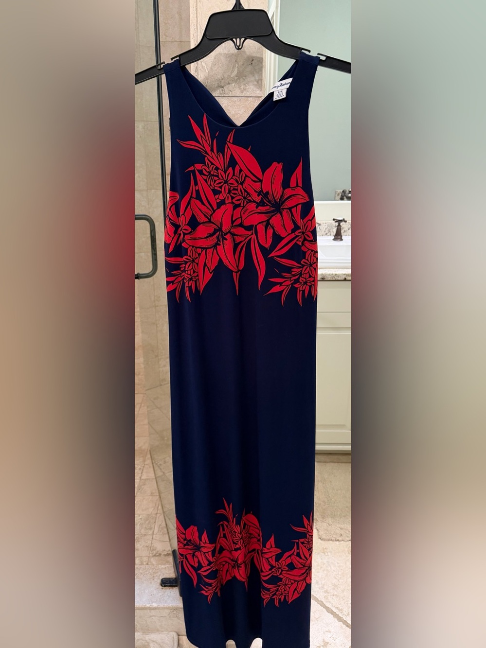Tommy Bahama Navy Dress with Red Graphic Detail
